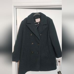 BCBGeneration Women's Double Breasted Mid Length Wool CoatMoss Size XL NWT